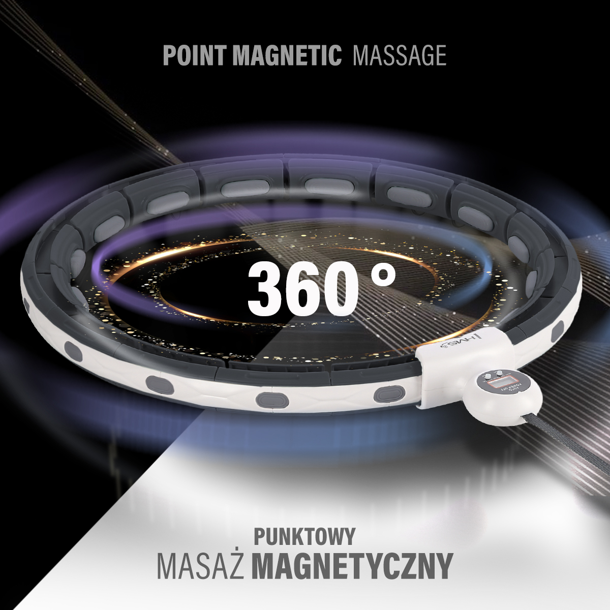 Masážní hula hoop HMS HHM15 se závažím, magnety a počítadlem černá