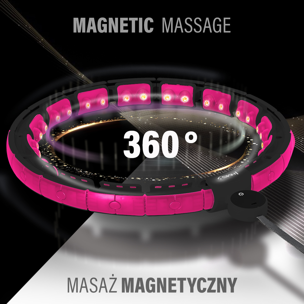 Masážní hula hoop HMS HHM16 se závažím, magnety a počítadlem černá