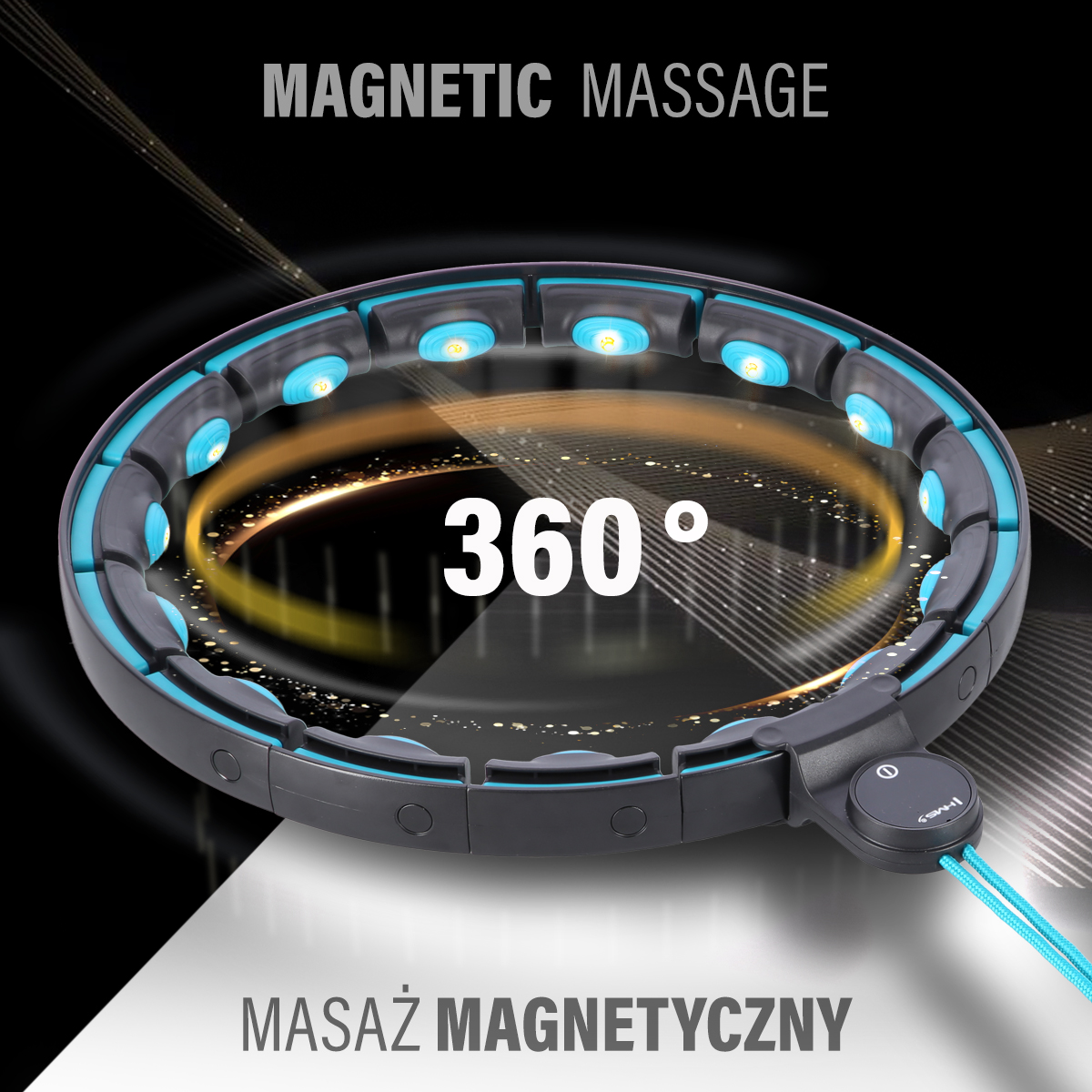 Masážní hula hoop HMS HHM17 se závažím, magnety a počítadlem černá/mátová