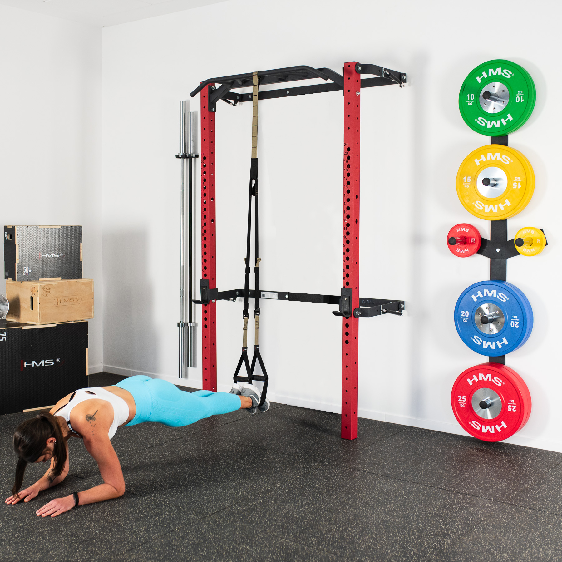 Skládací posilovací klec - Power Rack HMS KLT23 červená
