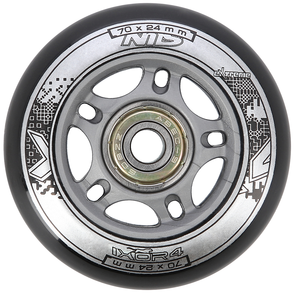 Sestava černých PU koleček 70x24 + ložiska ABEC9 NILS EXTREME