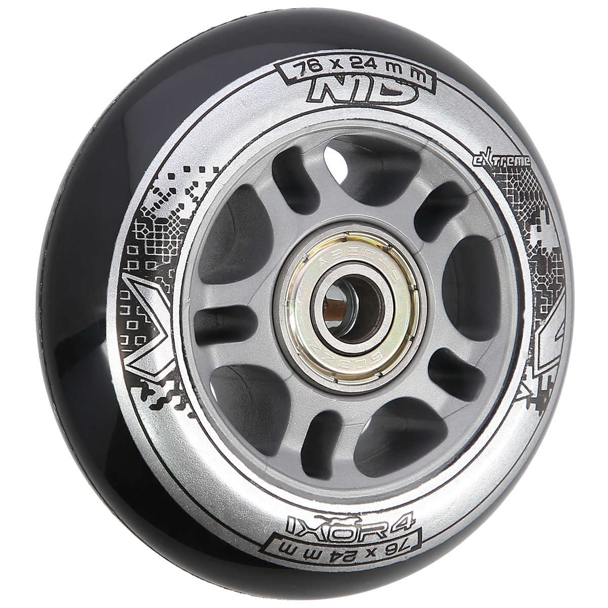 Sestava černých PU koleček 76x24 + ložiska ABEC9 NILS EXTREME