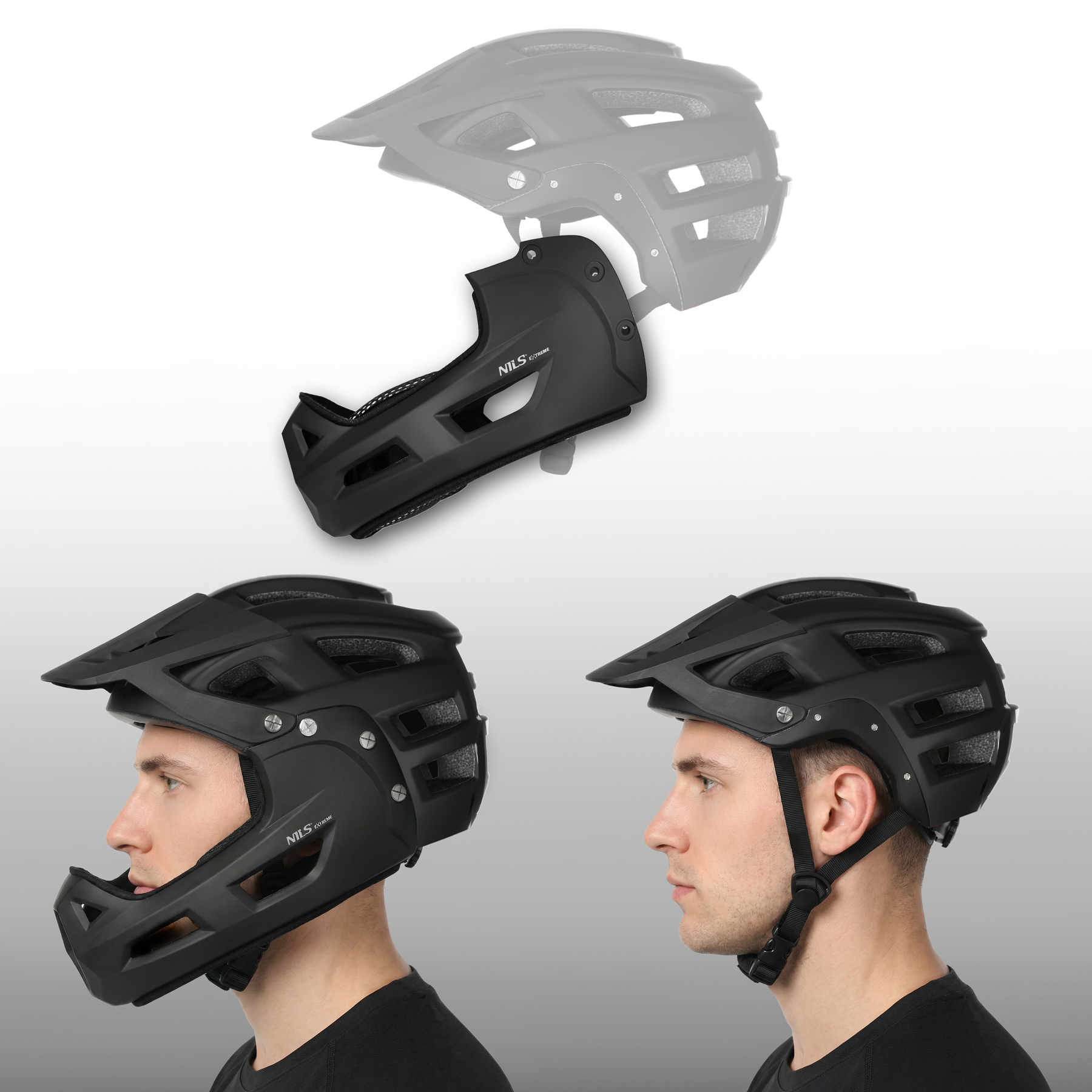 Full face přilba NILS Extreme MTW101 s odnímatelným chráničem brady černá