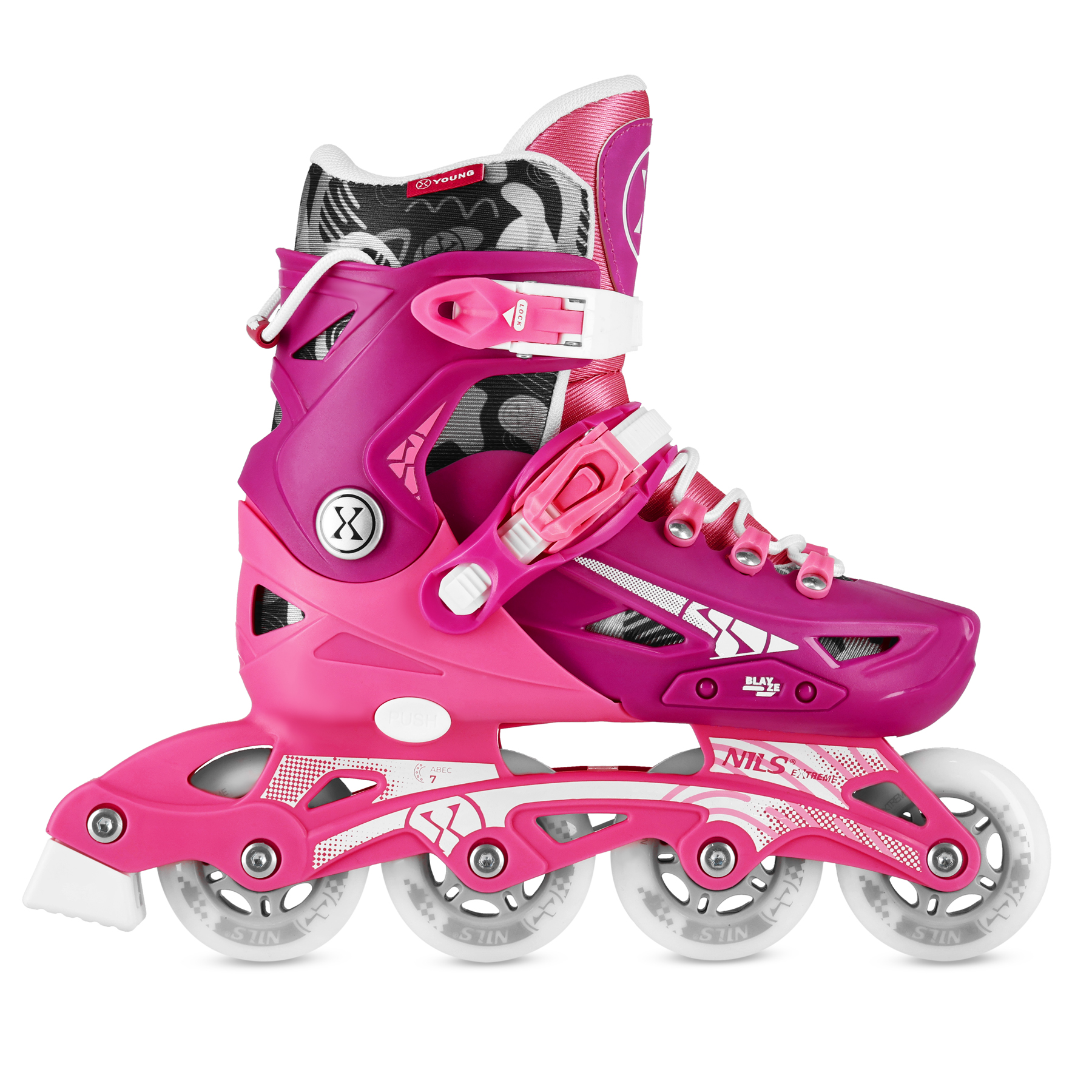 Kolečkové brusle NILS Extreme NA1055 BLAZE růžové
