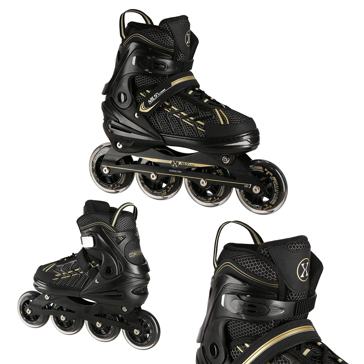 Kolečkové brusle NILS Extreme NA1128 černo-zlaté XL(43-45)