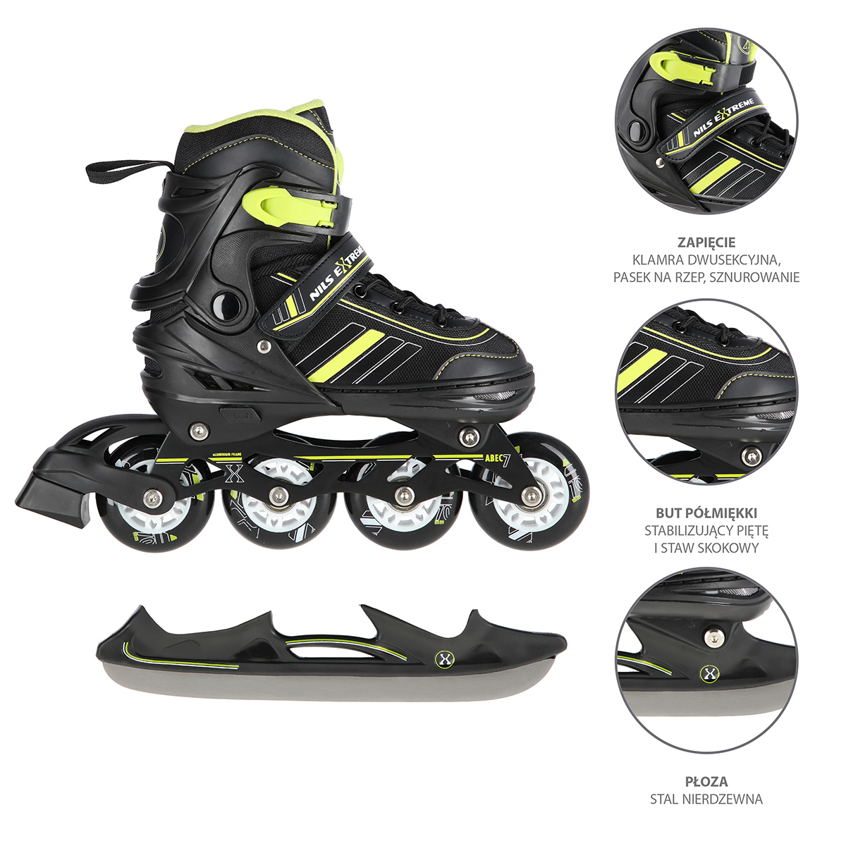 Brusle NILS Extreme NH18191 2v1 černo-žluté L(39-43)
