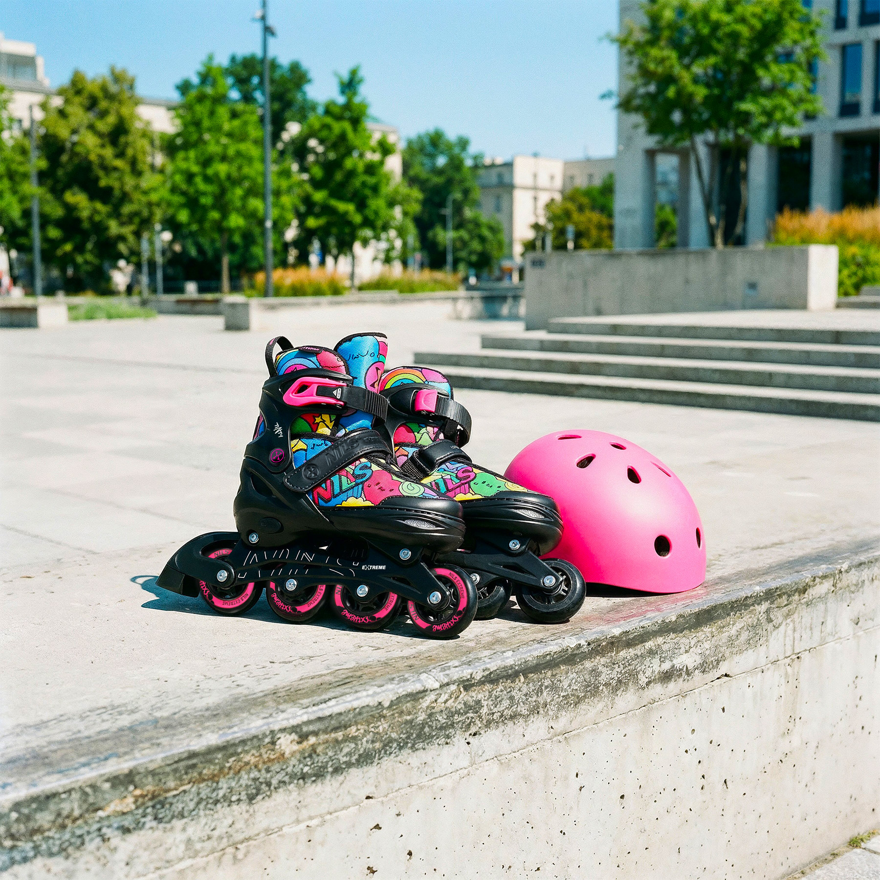 Kolečkové brusle 4v1 NILS Extreme NH10907 TINTY růžové