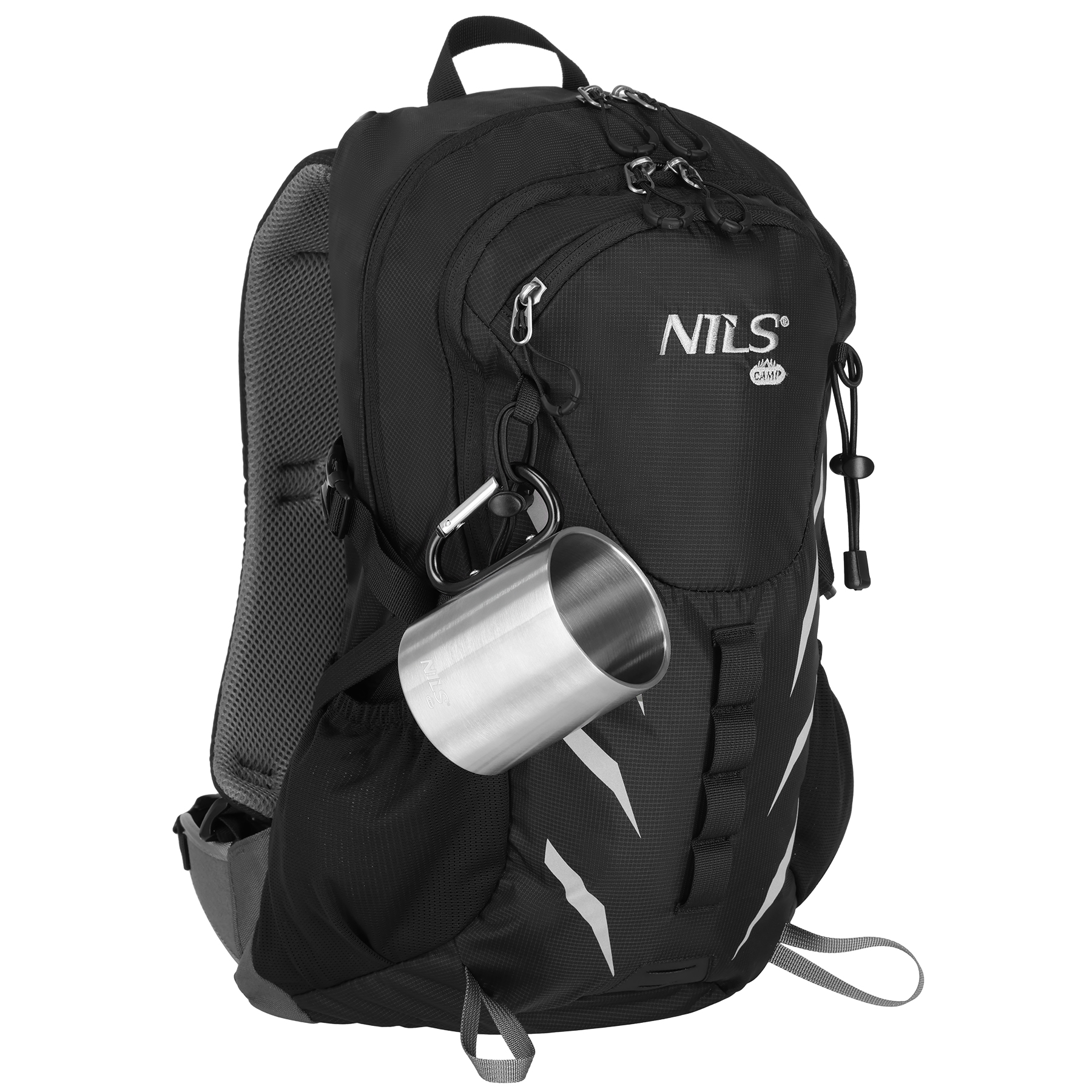 Kempingový hrnek NILS Camp NC17110 s karabinou 300ml černý