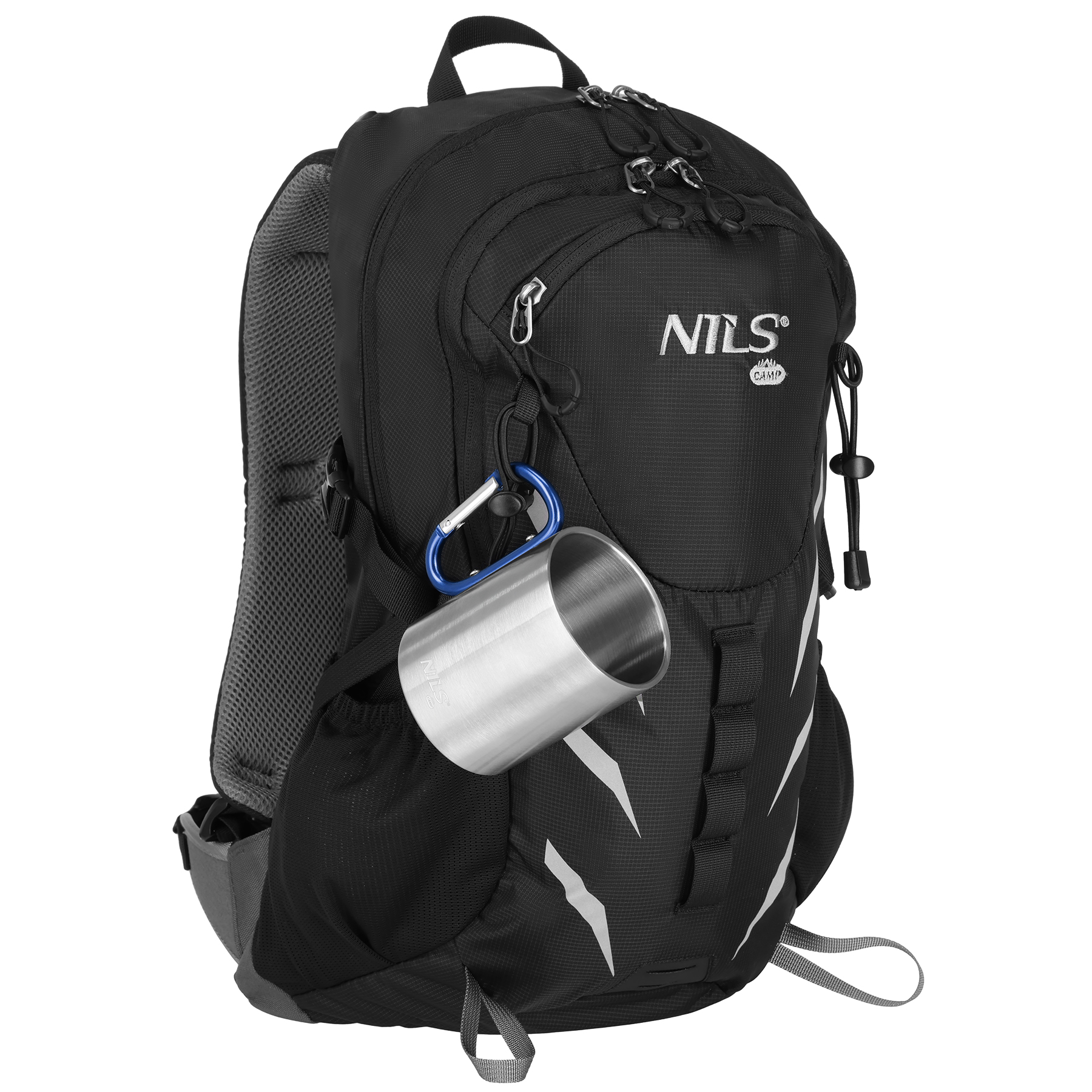 Kempingový hrnek NILS Camp NC17110 s karabinou 300ml modrý