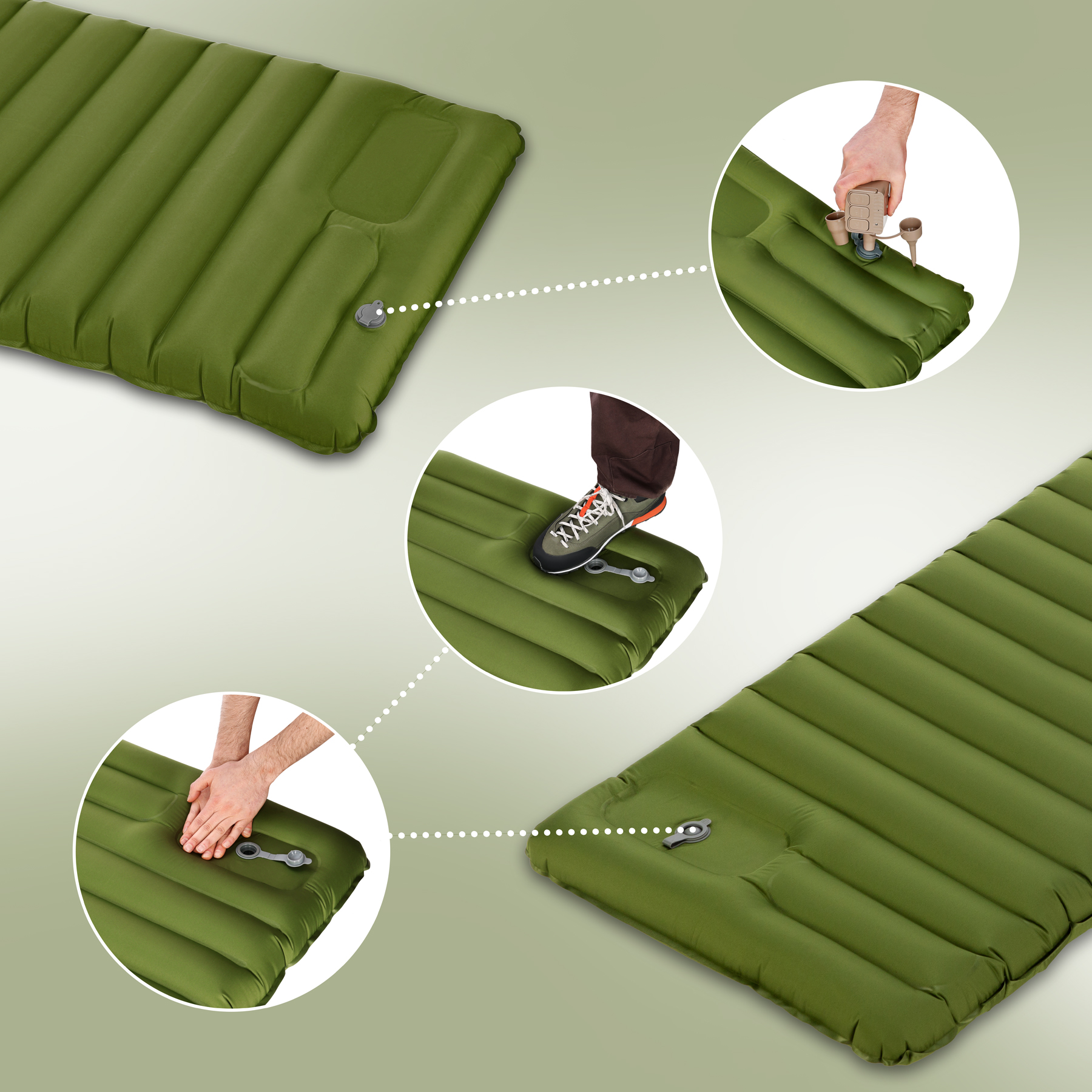 Turistická karimatka NILS Camp NC4402 zelená s integrovanou pumpou