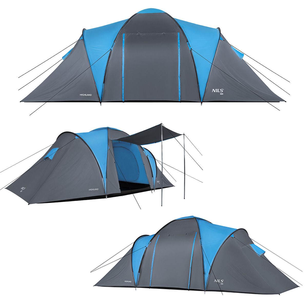 Rodinný stan NILS Camp NC6031 Highland modro-šedý