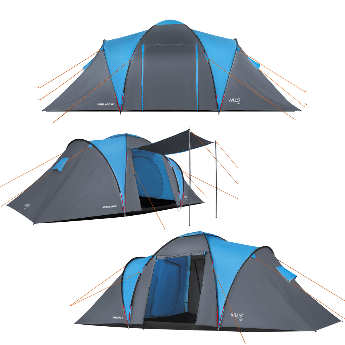 Rodinný stan NILS Camp NC6431 Highland IV modrý/šedý