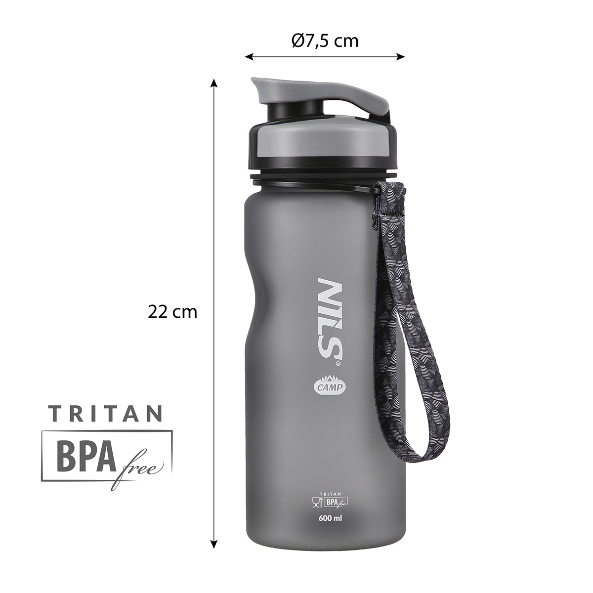 Tritanová láhev na pití NILS Camp NC1740 600 ml černá