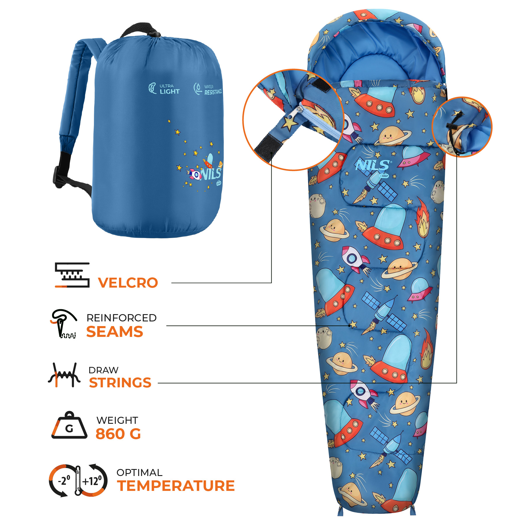 Dětský spací pytel NILS Camp NC3201 vesmír
